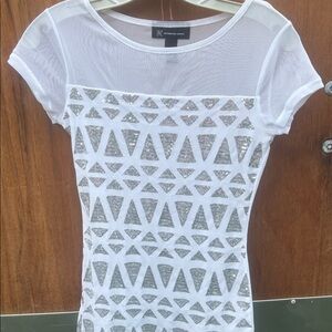 INC International Concepts White Mesh Top xs